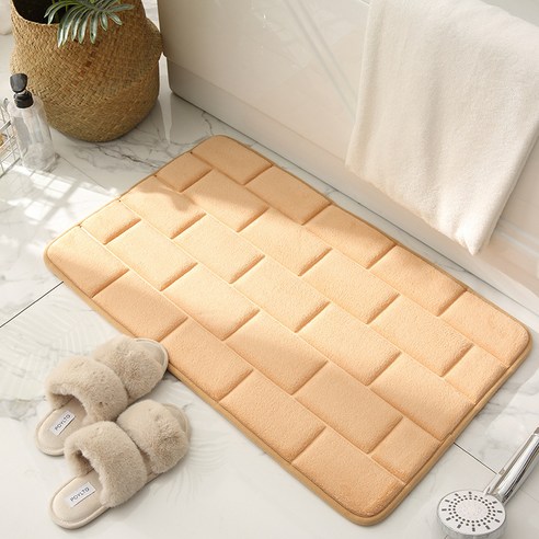 칼노 욕실 벽돌 매트3d입국 침실 흡수성 미끄럼 방지 카펫, 베이지