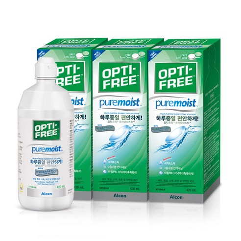 옵티프리 퓨어모이스트 렌즈세정액 + 렌즈케이스, 420ml, 3세트