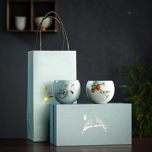 mua shop 쿵푸 찻잔 도자기 2컵 중국식 선물세트, 한 쌍의 컵