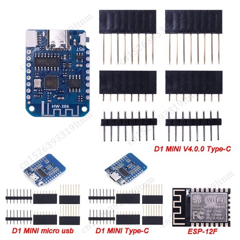 Wemos 미니 사물 인터넷 개발 보드 모듈 핀 포함 아두이노용 D1 V4.0.0 ESP8266 ESP32 ESP-32E ESP-12F Lua WIFI, 1)D1 MINI micro usb