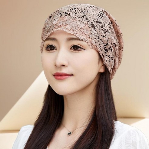 라해뮤 여름 중년 두건 레이스 비니
