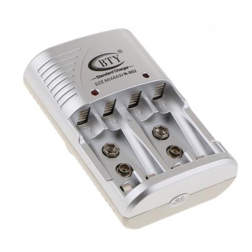 AA AAA 9V Ni-BTY-802 충전식 MH-CD 다기능 배터리 충전기, 설명, 실버, 플라스틱