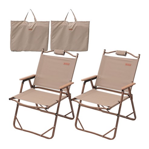 샤인트립 캠핑 의자 접이식 폴딩 릴렉스 로우 체어 L 사이즈, 베이지, 2개