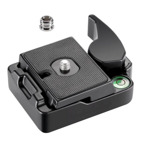 Manfrotto 삼각대 볼헤드용 1/4" 퀵 릴리스 플레이트 클램프 어댑터 마운트, 설명, 블랙, 합금