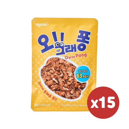 오그래 오그래퐁 천연당으로 코팅한 퍼핑 귀리 간식 식단조절 간편식, 35g, 15개