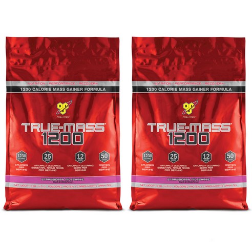 비에스엔 트루-매스 1200 파우더 프로틴 & 카보하이드레이트 드링크 믹스 단백질 보충제, 4.65kg, 2개