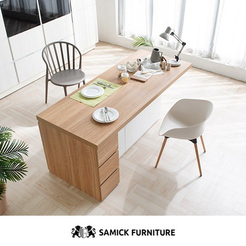 현대적이고 기능적인 삼익가구 크리슨 서랍형 아일랜드 식탁