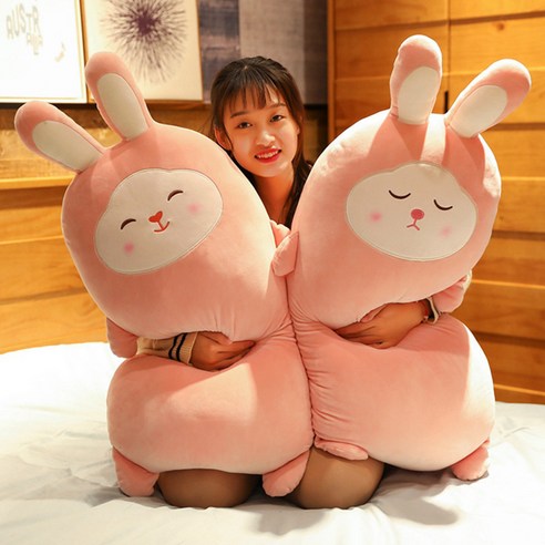 토끼 모찌 바디필로우 인형 안고자는 베개 대형쿠션, 놀란얼굴