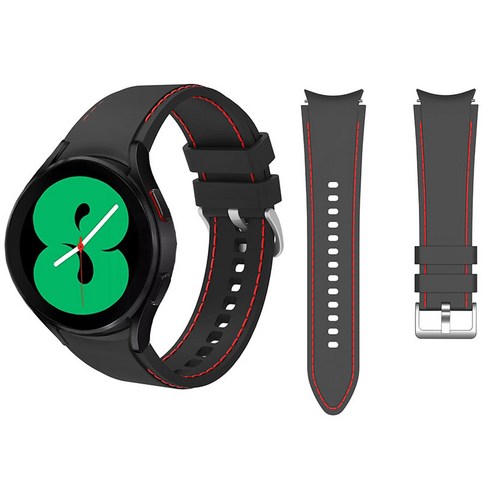 삼성 갤럭시 시계 4 실리콘 스포츠 팔찌 밴드, Black-and-Red, Galaxy watch 4 44mm