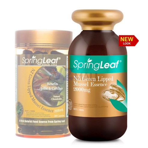 SpringLeaf NZ Green Lipped Mussel 2000mg 스프링리프 뉴질랜드 초록입홍합 2000mg 200정, 200캡슐, 1개