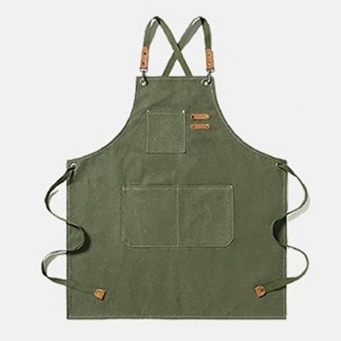 CRAYON 캔버스앞치마 바리스타 데님 카페 미용 공방 식당, 1-2. 카키