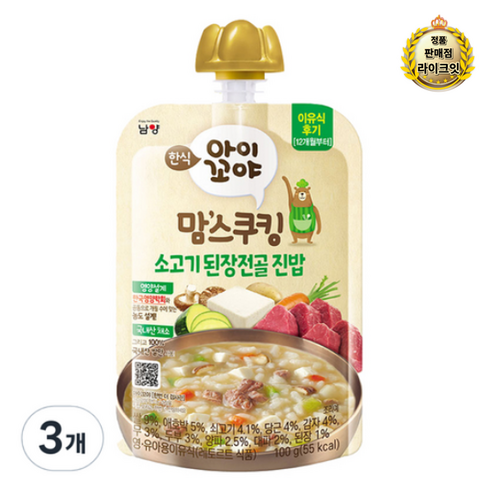 라이브 아이꼬야 맘스쿠킹 레토르트 이유식, 된장찌개 진밥, 100g, 27개