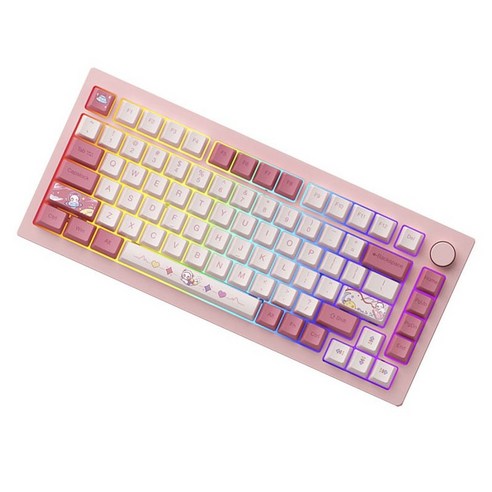 몬스긱 V3 프로 세 가지 모드 RGB 핫스왑 메탈 기계식 키보드, 콰이어트핑크, M1(크림옐로우축), 텐키리스