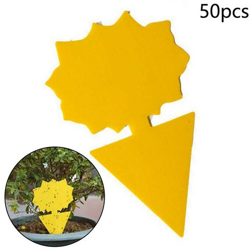 50pcs 듀얼 양면 스티커 비행 트랩 종이 노란색 과일 파리 곤충 접착제 포수, 꽃, 노랑