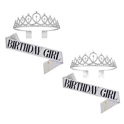 리빙듀오 파티 머리띠 인생네컷 소품 생일 할로윈 놀이공원, 2개, 생일왕관머리띠세트실버