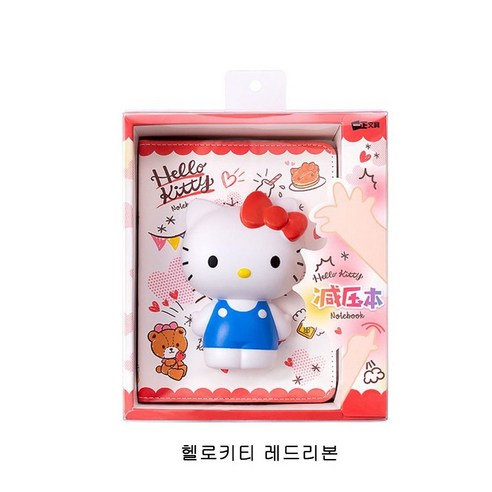 UPPERCUT 산리오 캐릭터 스퀴시 노트 다이어리 수첩 메모장 단어장, 헬로키티 레드리본