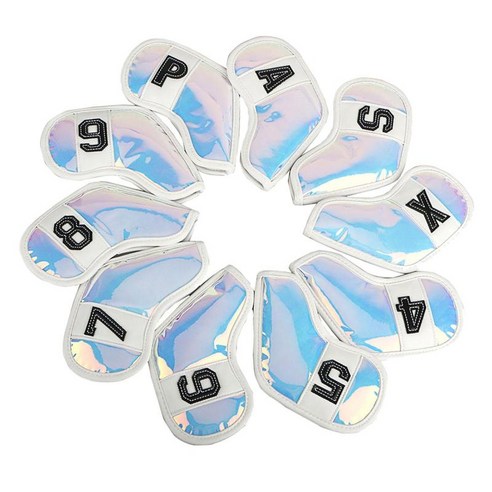 10Pcs 디럭스 TPU 골프 언 헤드 커버 보호 운송 보호 4 5 6 7 8 9 A S P X 방수 언 가드 액세서리 케이스 세트, 하얀