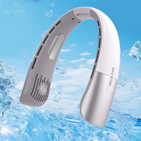 휴대용 무선 에어컨 선풍기 6세대 무소음 넥밴드 목걸이 휴대용 선풍기 DS-009 2000mAh NEF, 스카이블루Z02