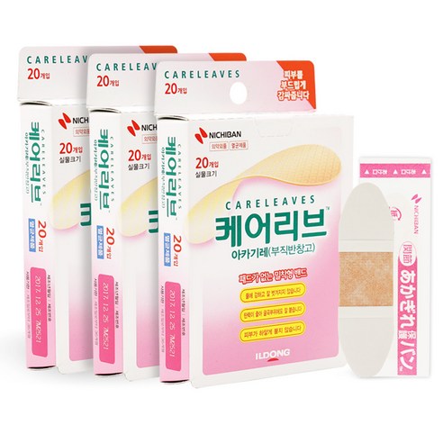 일동제약 케어리브 패드가 없는 밴드 멸균반창고 아카기레, 20개입, 3개