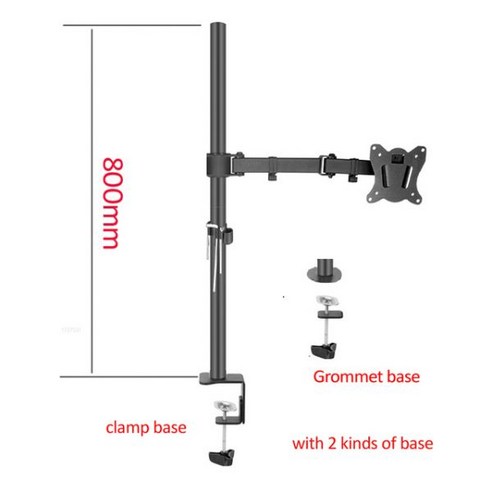 브라킷 800mm DL-T902-180 데스크탑 스탠드 풀 모션 360 도 스틸 모니터 홀더 10 \-27\ 클램프베이스 마운트 암로드 11kg, with 2 kinds of base 스탠드형