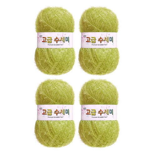 울클럽 별꽃수세미 DIY 고급수세미실 80g 4볼세트 + 동영상제공, 159그린버터