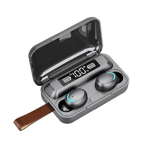 [LF] [LF] 블루투스 5.0 이어폰 2200mAh 충전케이스 LED 디스플레이 무선이어폰 스테레오 이어셋 스포츠 방수 이어폰, Black 4