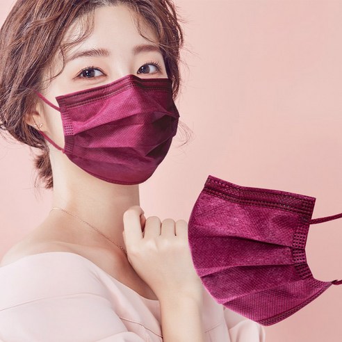 에어에이드 평면형 컬러마스크, 2개, 50매, 와인