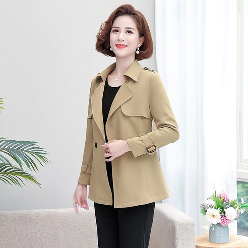 DFMEI 엄마 가을 코트 세 기질 중년 여성 봄 가을 옷깃 겨울용 서양 스타일 여성 짧은 자켓 탑
