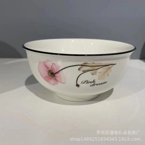 KORELAN6인치 도자기 라면 그릇용 재료 북유럽풍 흑선 도자기 그릇 라면 그릇 로고 가능, 단꿈, 6인치 유럽식 그릇 60개씩