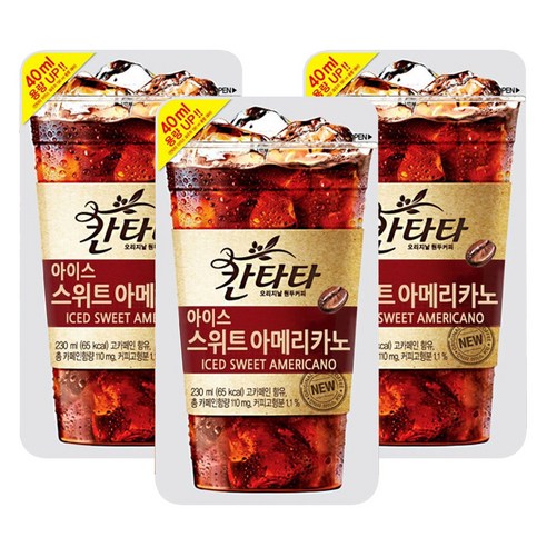 롯데 칸타타 파우치 아이스 아메리카노 제로 230mlx10팩, 10개, 230ml
