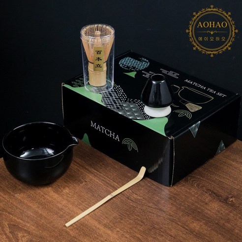 AOHAO 말차 도구 1/4/7 PCS 세트 MATCH WHISK 차선 차선립 다완, 1세트, 블랙4PCS