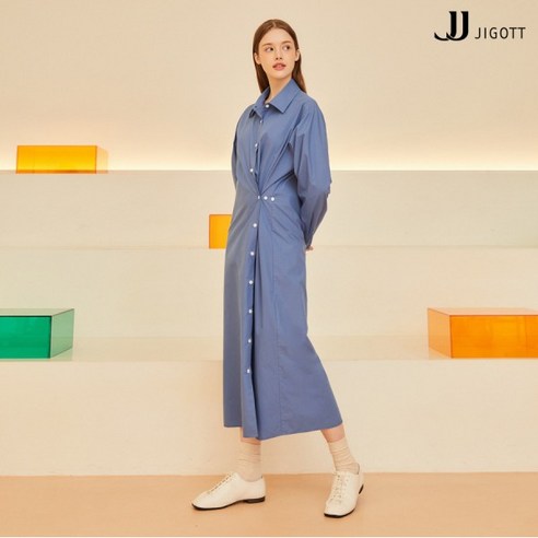JJ지고트 버튼 디테일 코튼 셔츠 원피스 GMAP0OPP1