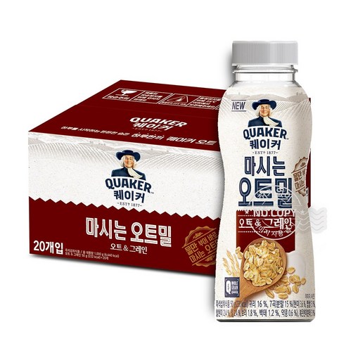 [박스] 롯데제과 퀘이커 마시는오트밀 오트 그레인50g x 20개, O20, 50g