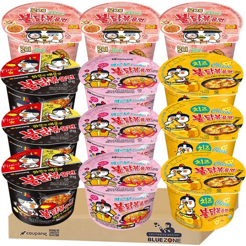 블루존 삼양 큰컵 불닭세트 (불닭볶음면3+까르보불닭3+치즈불닭3+로제불닭3), 1개