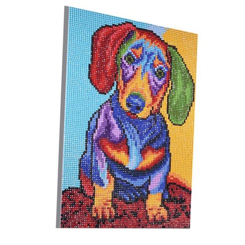 레인보우 개 DIY 5D 다이아몬드 그림 크리스탈 라인 석 자수 그림 홈 벽 장식을위한 예술 공예, 다색, 수지