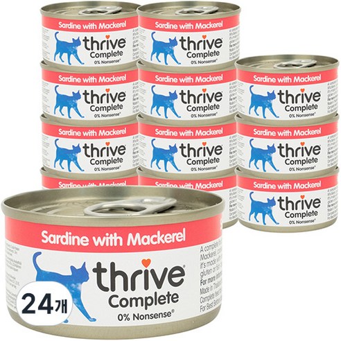 쓰라이브 컴플리트 그레인프리 고양이 주식캔, 고등어, 75g, 24개