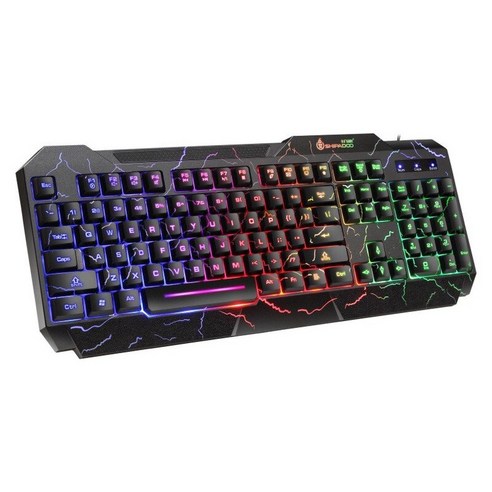 YJQ RGB 백라이트 게이머 키보드 및 마우스 USB 유선 LED 백라이트 키 캡 PC 컴퓨터 데스크탑 용 인체 공학적 게임용 키보드, CHINA, keyboard