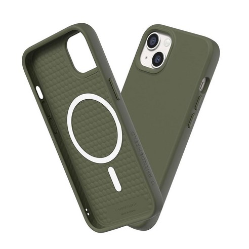 RhinoShield Magsafe와 호환되는 SolidSuit 케이스 [아이폰 13 미니] | 충격 흡수 슬림 디자인 보호 커버 프리미엄 매트 마감 3.5m/11피트 낙하 보호, 아이폰 13 미니 - 씨위드 그린