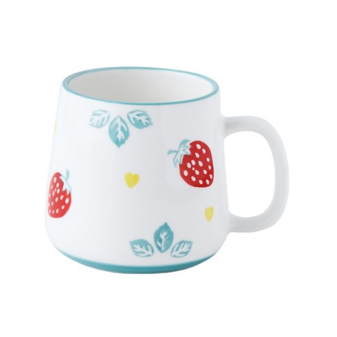 ANKRIC 물컵 세라믹 머그잔 손으로 그린 물 컵 언더 유약 색상 작은 신선한 아침 식사 컵 커피 우유 커플 머그잔, 딸기