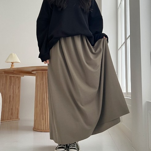 빅사이즈 4XL 체형커버 롱 스커트 6color 얇은ver(밑단박음질)
