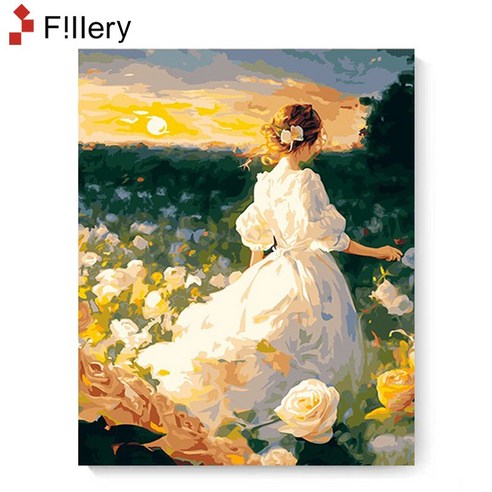 FiIIery DIY 명화그리기 해바라기그림 풍경화 꽃 유화 세트 40 x 50cm, 84-앨리스와 장미