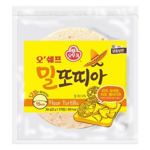 오뚜기 통밀 쌀또띠아 1. 오쉐프 밀또띠아 15cm 12장, 상세페이지 참조, 12개, 상세페이지 참조