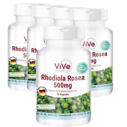 독일 ViVe Supplements Rhodiola Rosea 로디올라 로사 홍경천 추출물 500 mg 90캡슐, 1개, 90개