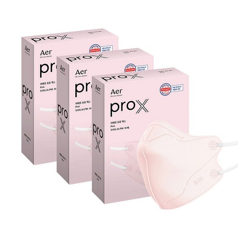 아에르 프로 Pro X 프로엑스 새부리형 컬러 마스크 대형, 30개, 핑크
