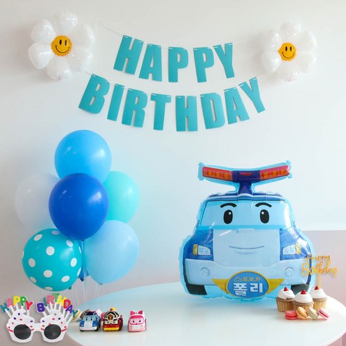 이벤트홀릭 로보카 폴리 풍선 생일파티세트, 숫자풍선 없음