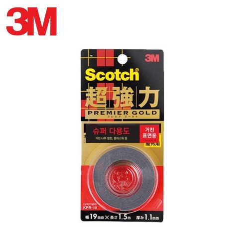 3M 거친표면 합판n플라스틱용 양면테이프 19mm 1.5M 강력접착 전시물, 1개 용트림