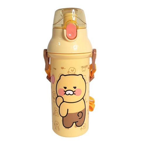 물통 카카오프렌즈 춘식이 앵커 원터치 어깨끈물통 휴대용 남아여아, 1개