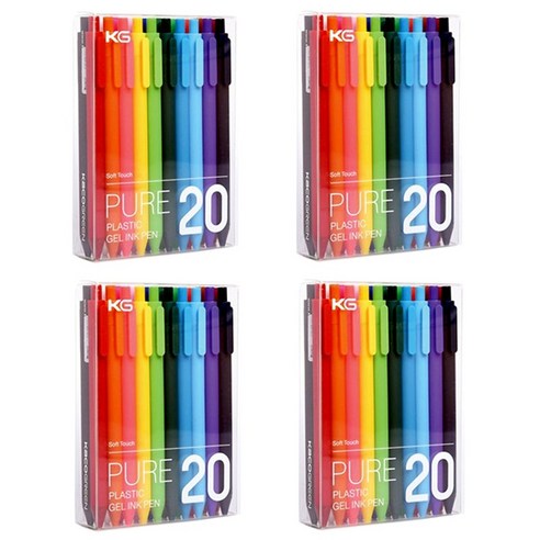 KACO PURE 소프트 젤펜 0.5mm 20P, 혼합 색상, 4세트