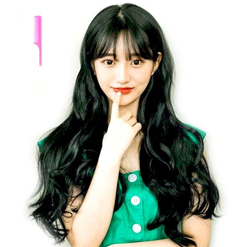 가발매니아 큐리펌 66cm 리얼라인피스(제디원사) 하이커버피스 풀커버 오픈 반가발 여자부분+꼬리빗 1개, 내츄럴블랙