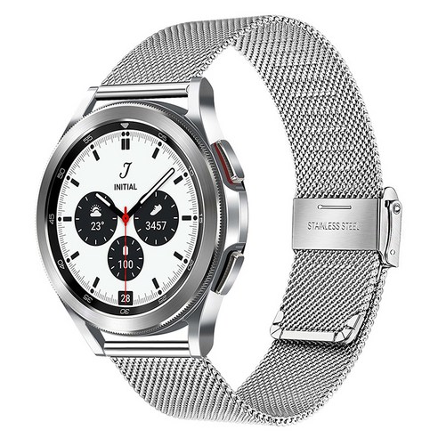 삼성 갤럭시 시계 4 밀라노 시계 밴드 42mm 46mm / Watch4 클래식 40mm 44mm 밴드 메쉬 스테인레스 스틸 스트랩 여성 남성, Silver, Samsung Galaxy Watch 4 40mm